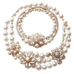 Obraz premium Elegant Pearl Necklace with Diamond Floral Clasps and Accents