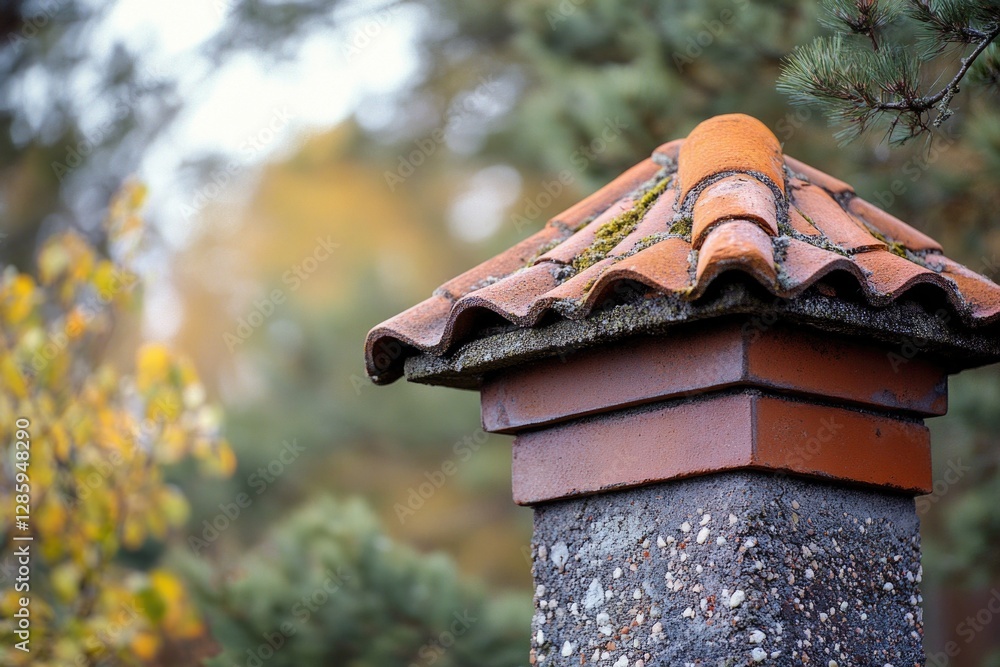 Aufkleber A close-up shot of a roof with a tree in the background, suitable for use in real estate or architecture contexts