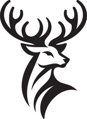 Tribal-Style Deer Head Vector Illustration in Black and White

