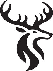 Tribal-Style Deer Head Vector Illustration in Black and White

