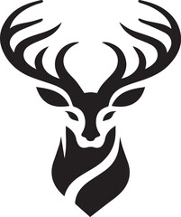 Tribal-Style Deer Head Vector Illustration in Black and White

