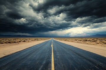 Fototapeta premium Cracked dry earth road leading into a vast desert