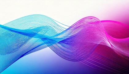 Elegant vector design featuring dynamic wavy light lines in blue and pink, gracefully flowing against a white background