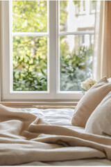 cottage bedroom with garden view