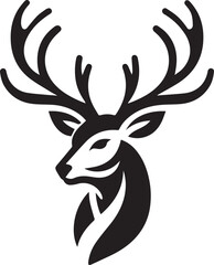 Tribal-Style Deer Head Vector Illustration in Black and White

