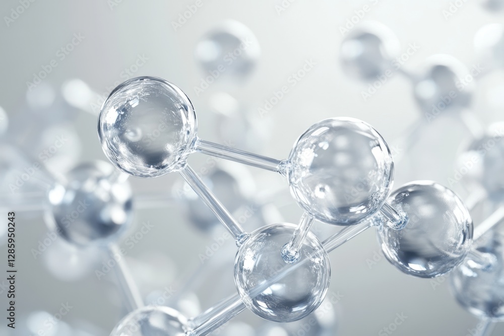 Poster exploring the intricate beauty of molecular structures under soft lighting. generative ai