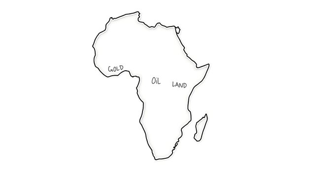 Africa map and there resources oil,land, golden 