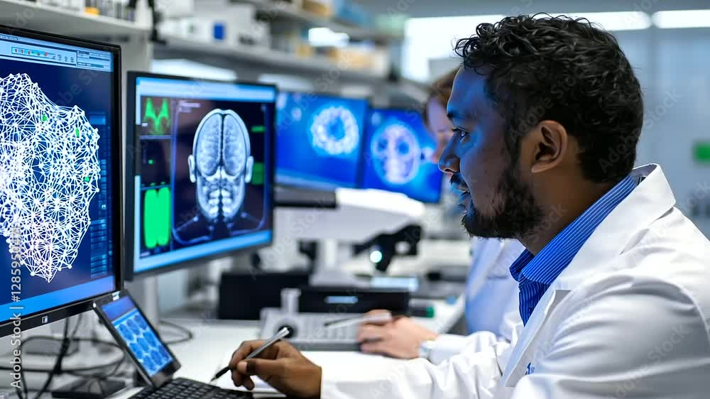 Poster a diverse group of engineers working together in a cutting-edge laboratory environment.