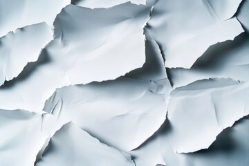 A close-up shot of a bunch of torn white paper, ideal for representing destruction or chaos