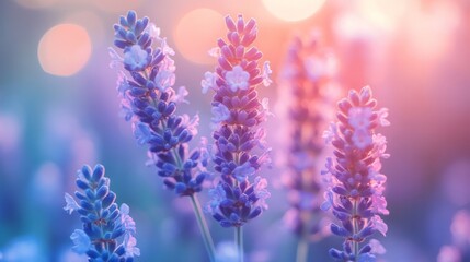 Naklejka premium Lavender blooms against a soft glowing background during the daytime