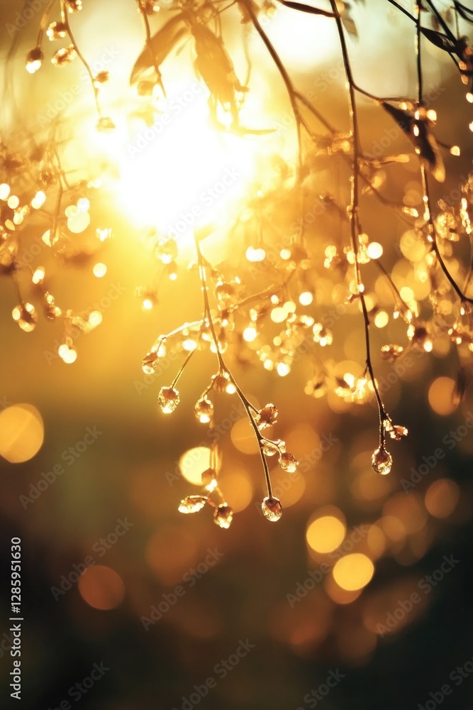 Poster a sunny day with sunlight passing through the branches of a tree