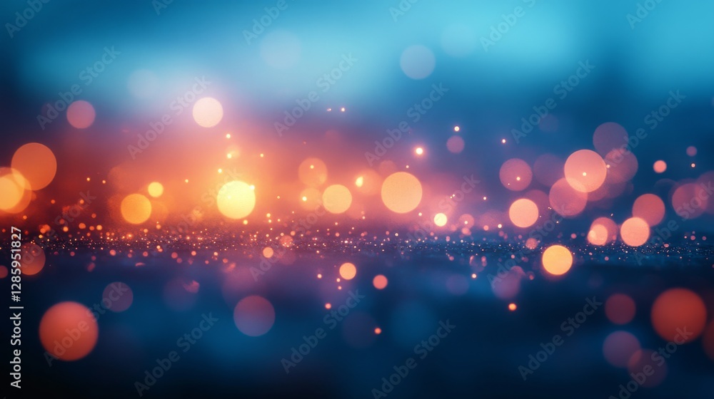 Poster orange and blue bokeh lights creating an abstract illuminated background