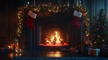 Obraz premium Siblings joyfully playing with new toys on Christmas morning image