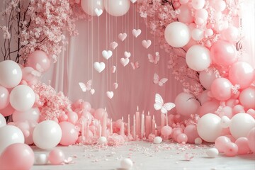 Romantic balloon decorations for playful indoor celebration atmospheres