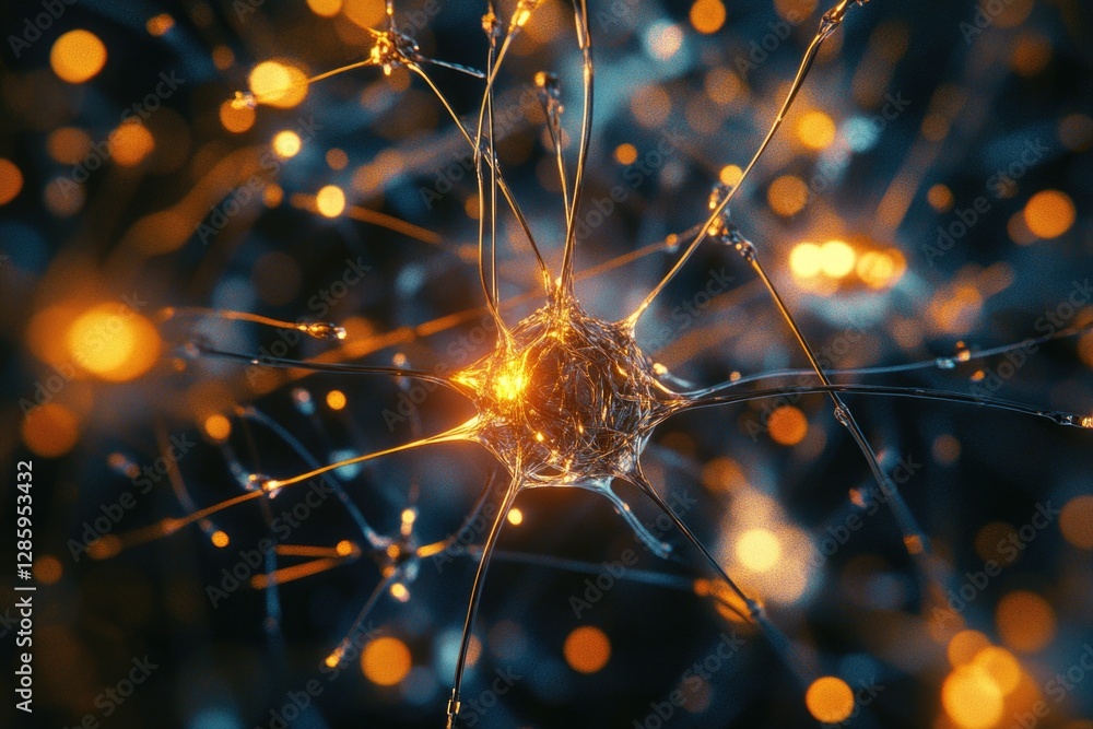 Poster A close-up view of a cellular structure featuring numerous small yellow dots