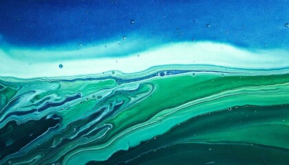 A mesmerizing abstract watercolor design with flowing teal, blue, and green shades, mimicking the beauty of liquid movement