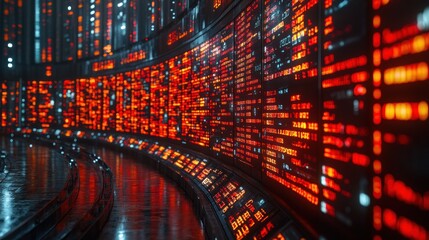 Futuristic data center displays