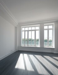 Obraz premium Empty white room interior with windows