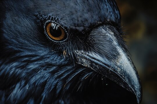 Close-up shot of a bird's face against a dark background