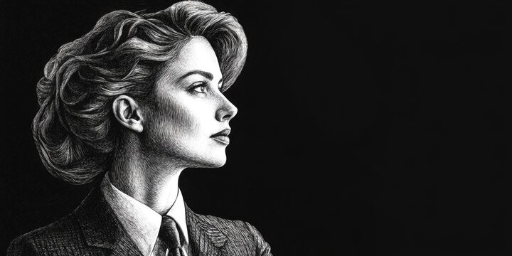 A professional woman wearing a suit and tie, suitable for corporate or formal occasions