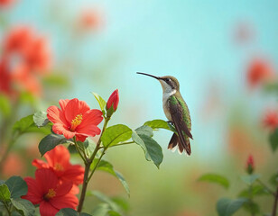Fototapeta premium hummingbird and flower