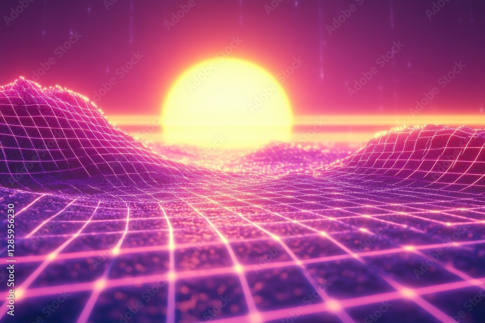 Poster a computer screen showing an image of a beautiful sunset