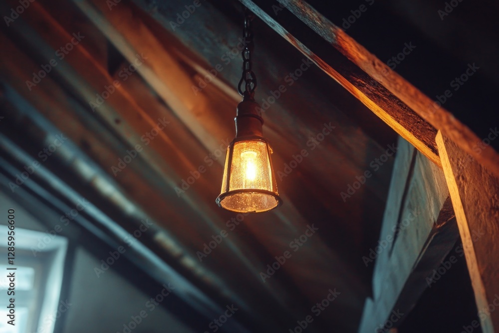 Aufkleber a single light hangs from the ceiling of a room providing soft lighting