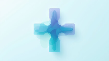 Obraz premium A modern artistic representation of a Christian cross with vibrant colors against a minimalist background.