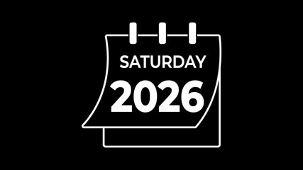 Saturday to Friday  written with black background. Week series. English seven day name.