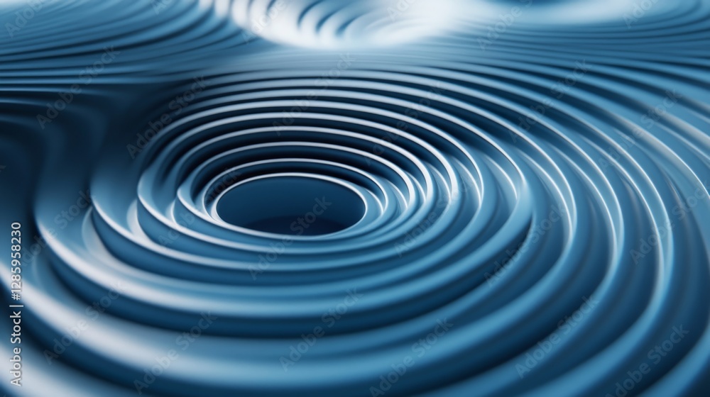 Poster a blue abstract representation of circular rhythmic structural forms