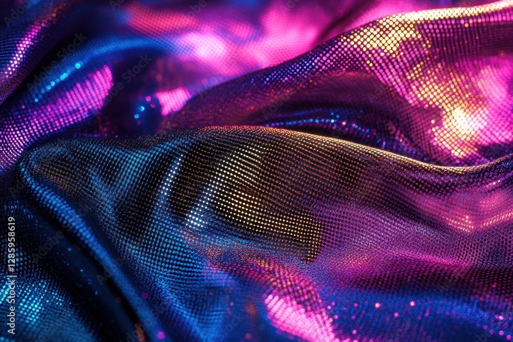 Aufkleber vibrant waves of color dance in a shimmering fabric under soft light during a creative styling sessi