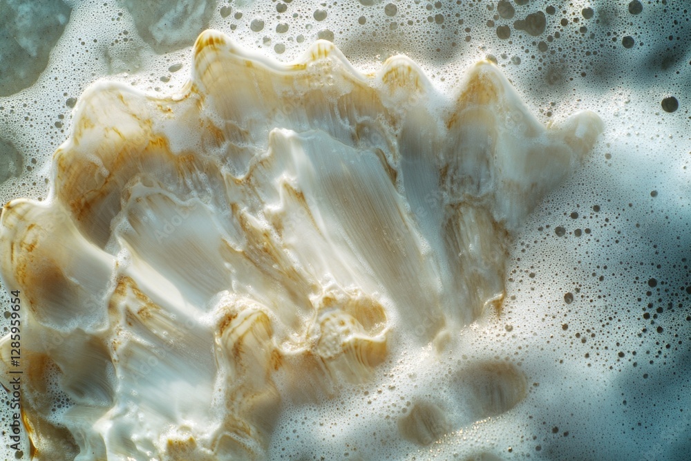 Poster A close-up of a shell in the ocean, suitable for use in environmental or nature-themed images