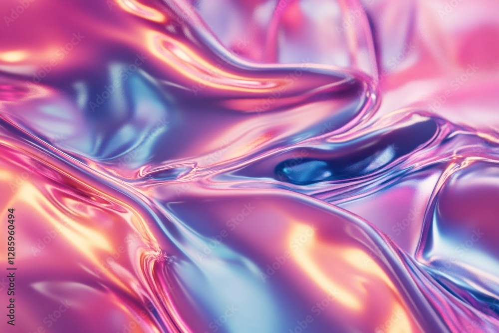 Poster vibrant waves of color dance through reflective surfaces in a mesmerizing display of light and textu