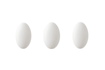 Three White Eggs on Transparent Background