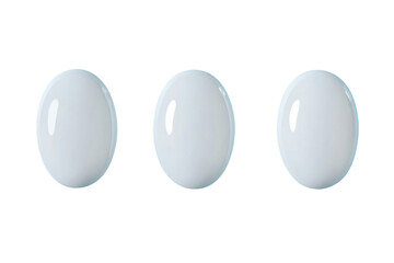 Three Pale Blue Transparent Gel Drops on a Transparent Background