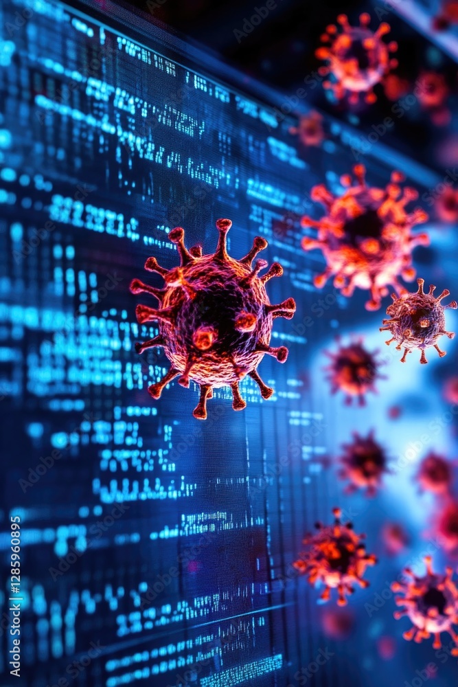 Poster A close-up shot of a computer screen displaying multiple corona cells