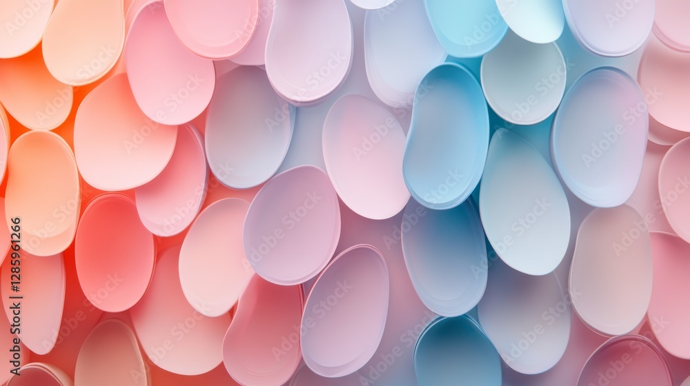 Poster colorful overlapping pebble shaped forms arranged in an artful gradient