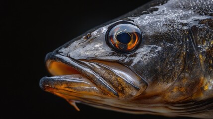 A close-up view of a fish's mouth open, suitable for educational or scientific illustrations