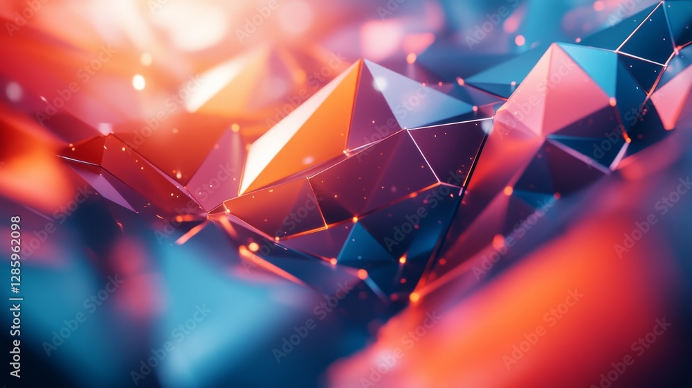 Poster abstract geometric shapes composed with polygonal forms and colors