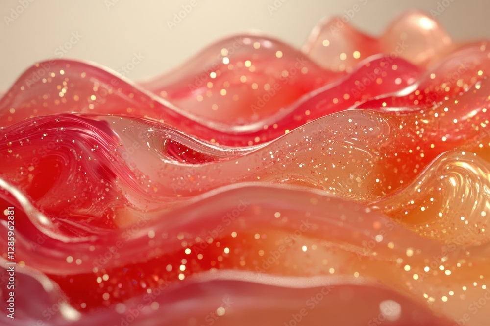Poster colorful waves of shimmer dance in soft light, creating an enchanting display of hues and textures. 