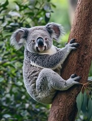 Fototapeta premium A koala is sitting on a tree