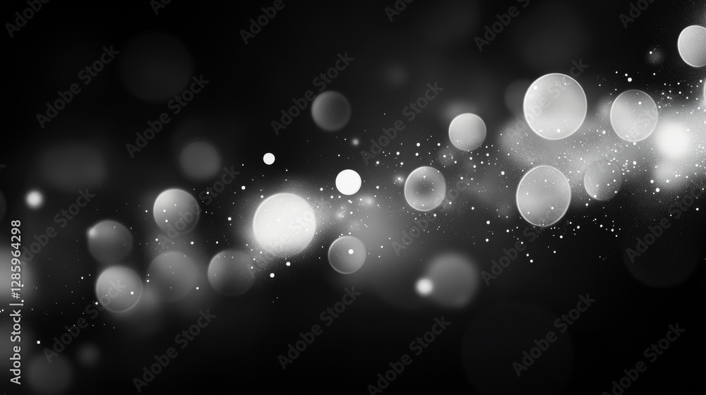 Poster beautiful black and white bokeh effect with sparkling particles shines