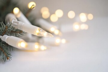 A close-up view of a bunch of lights on a tree, suitable for use in winter or holiday-themed designs