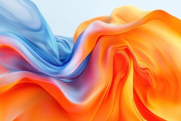 organic fluid art with vibrant orange and cerulean gradients grainy texture overlay dynamic flowing forms abstract composition