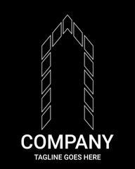 Outline logo letter 'n' small arrow style. Suitable for t-shirts, construction, gamers, sports, baseball, basketball, etc. Logo Outline of Building Style Arrows. Lowercase logo.