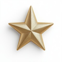Obraz premium Gold star shaped object isolated on white background with shiny reflective surface and smooth contours