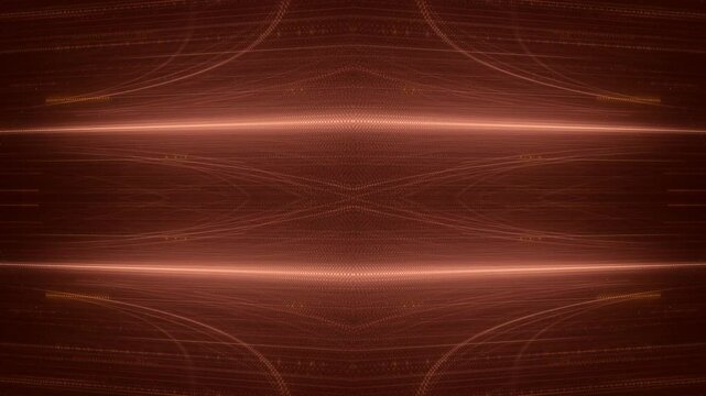 leuchtende Lichtpunkte bewegen sich langsam Richtung Zentrum, digitaler Datentransfer, Algorithmus, Internet, Energie, Datenfluss, Geschwindigkeit, Wandel, Austausch, braun, orange