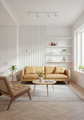 Fototapeta premium Minimalist Living Room with Warm Neutral Tones