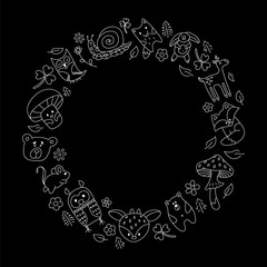 Vibrant wreath filled with forest flora and fauna