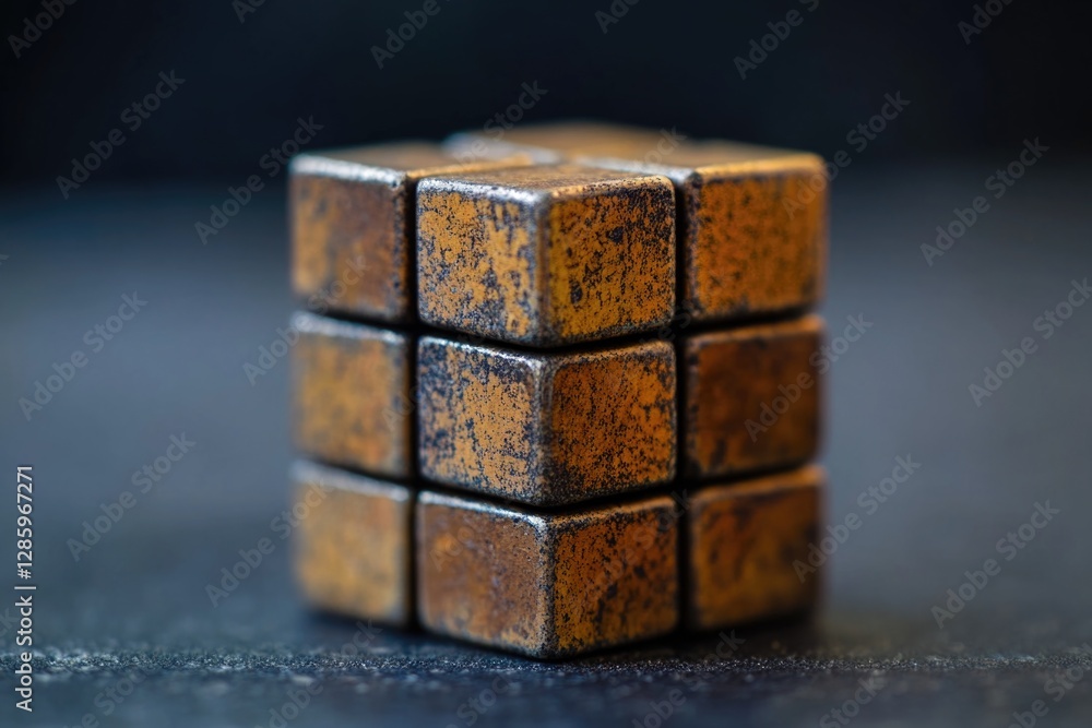 Poster a wooden block placed on a table surface, suitable for various settings and uses